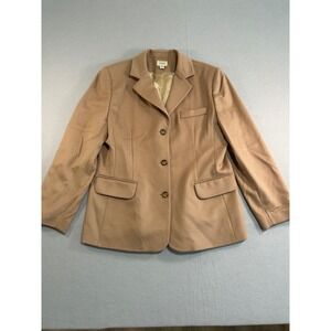 L.L.Bean Blazer Womens 12P Tan Wool Cashmere Blend 3-Button Lined Jacket